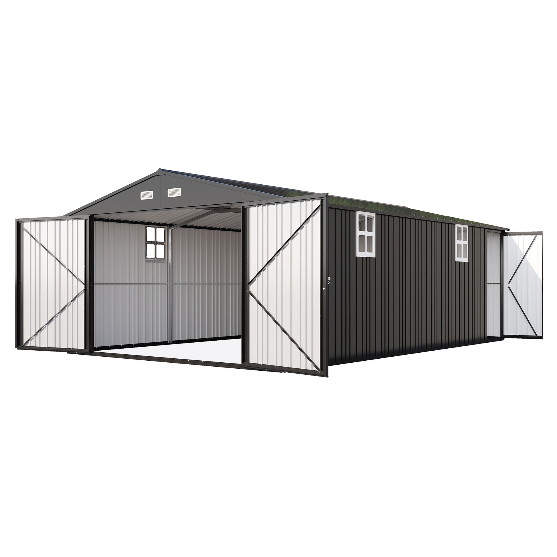 Extra Large Outdoor Metal Garage Shed Amerlife 10x21x7.3 FT 