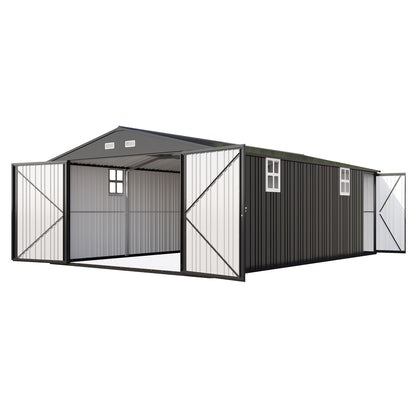 Extra Large Outdoor Metal Garage Shed Amerlife 10x21x7.3 FT 
