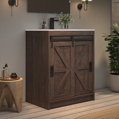 Bourbon Sliding Barn Vanity 24 inch Light Brown