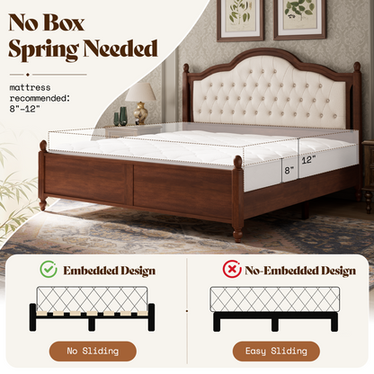 Astor Solid Wood King Bed Frame with Headboard-Califonia King-Walnut