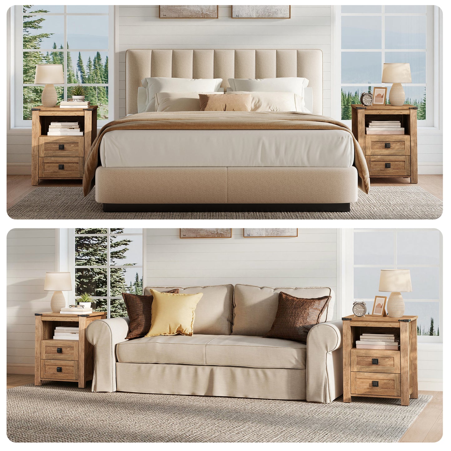 Hub Nightstand Set of 2 Amerlife Barnwood