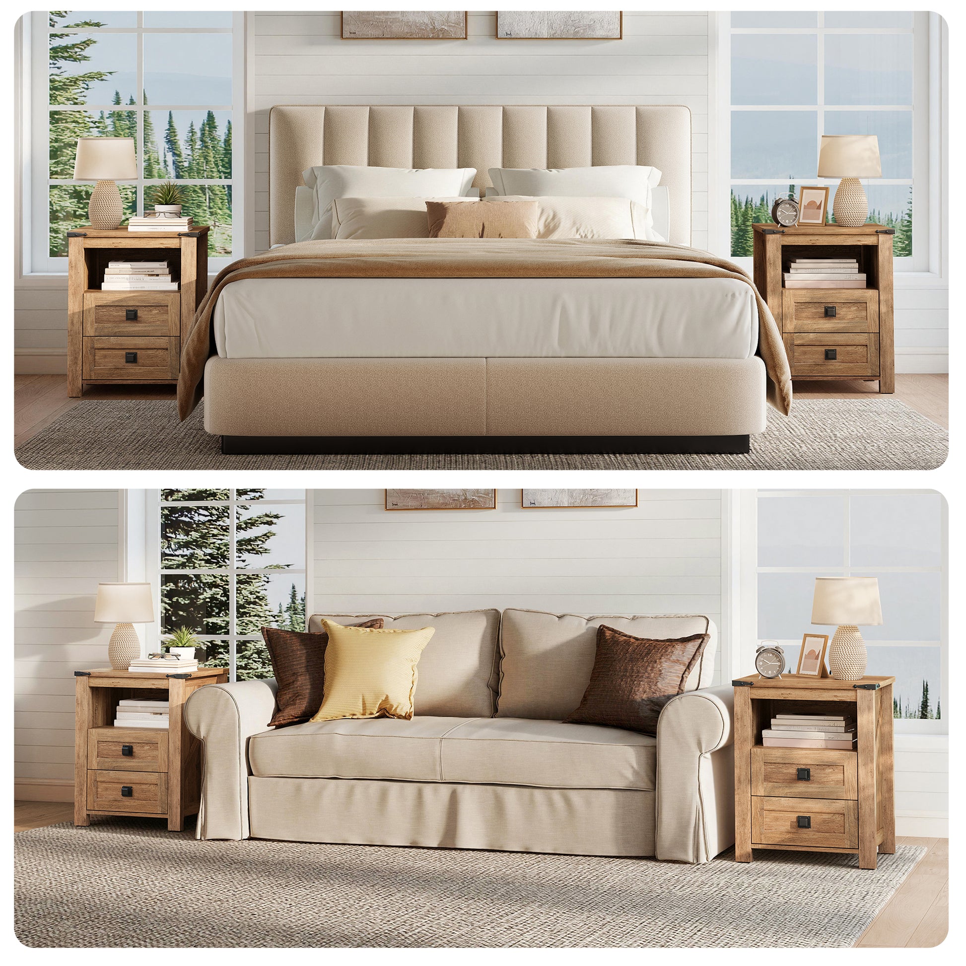 Hub Nightstand Set of 2 Amerlife Barnwood