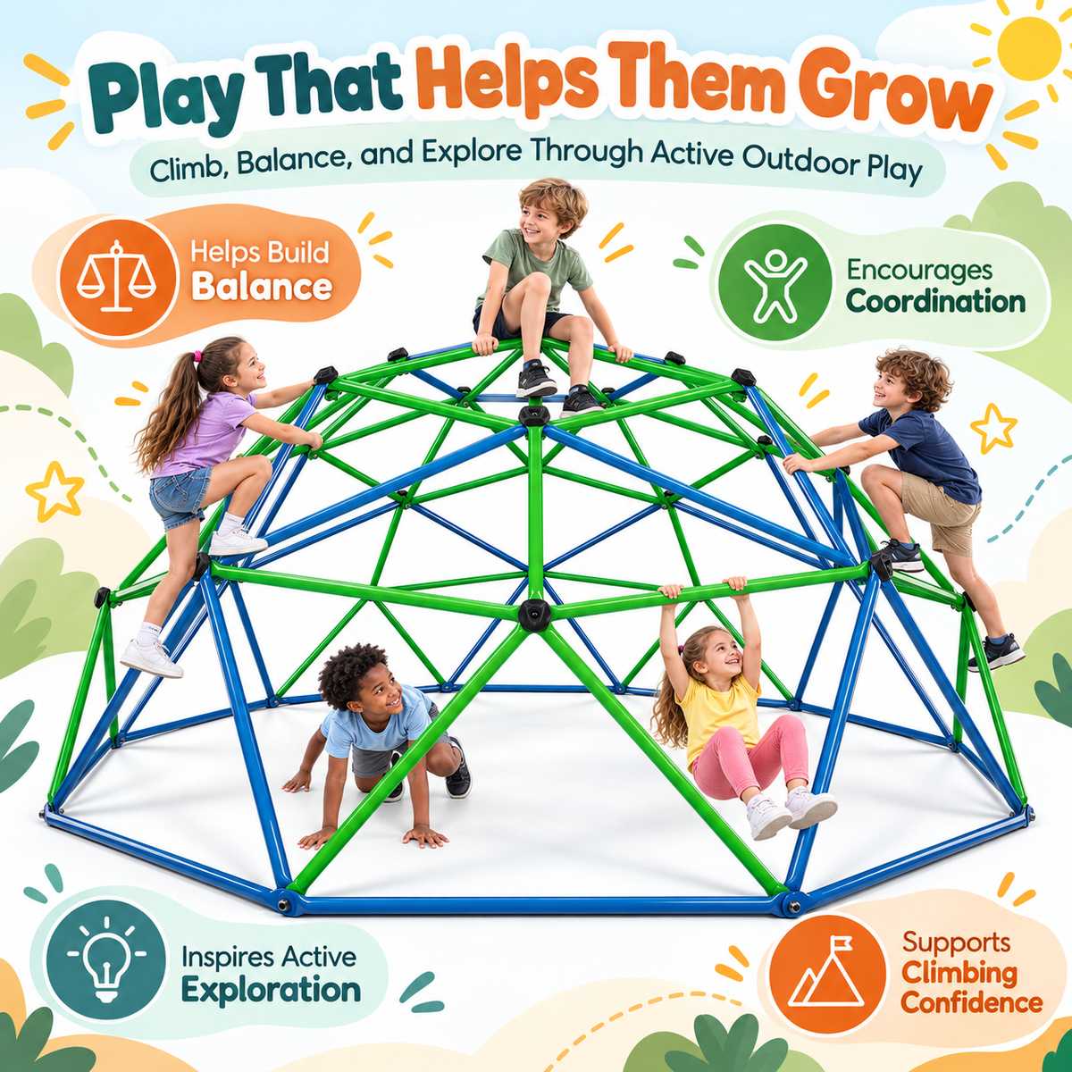 Outdoor Geometric Kids Jungle Gym-14*7 FT