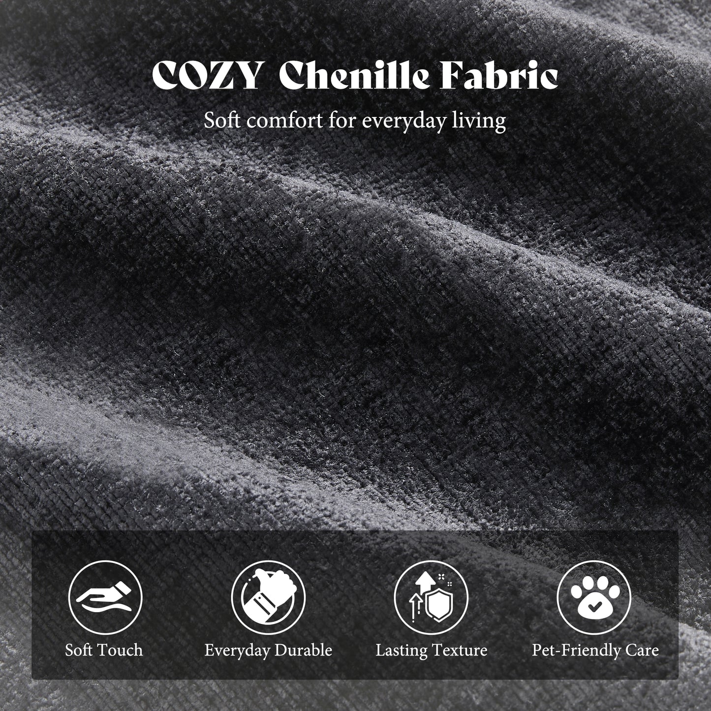 Amerlife Oversized Bean Bag Lounge Chair-Black Chenille