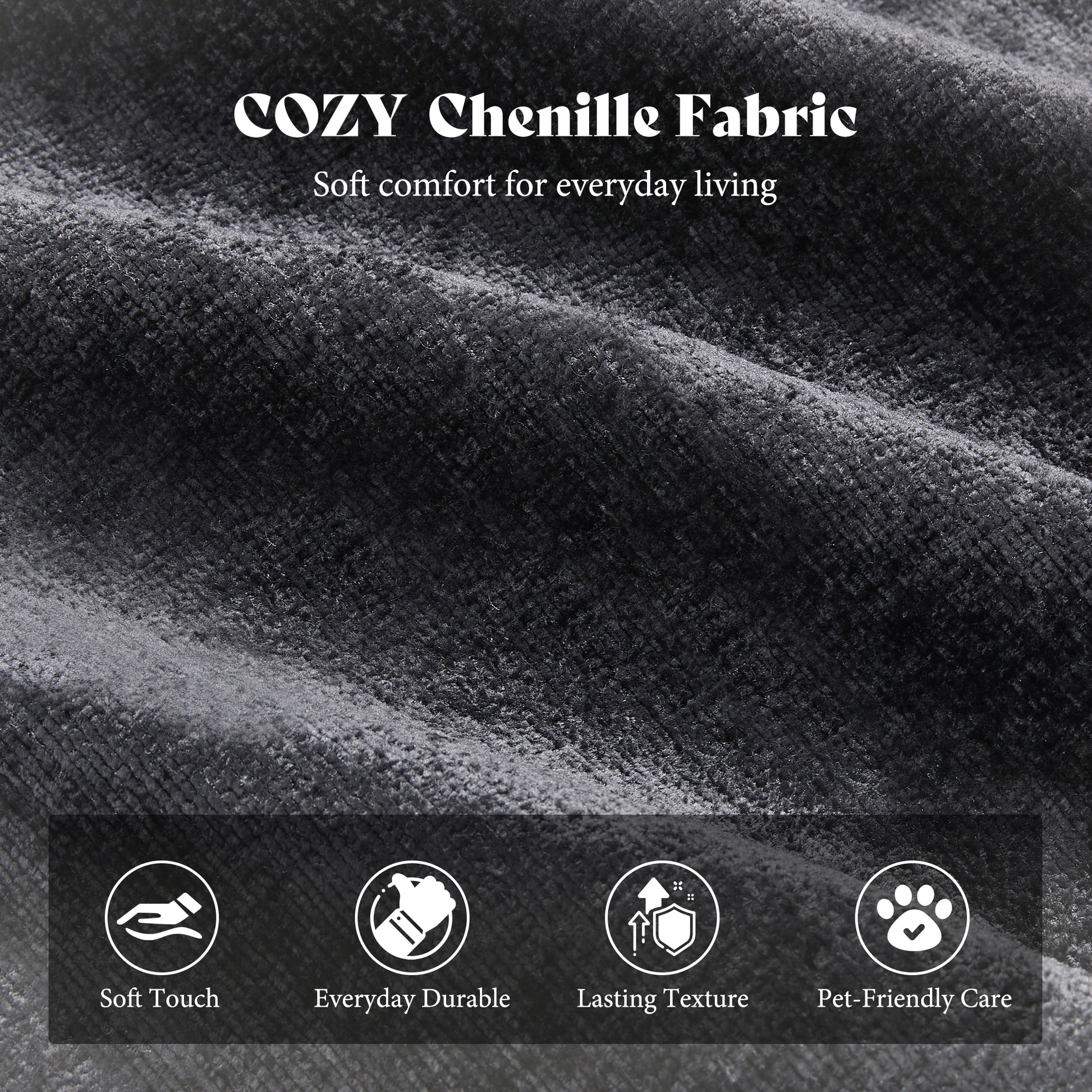 Amerlife Oversized Bean Bag Lounge Chair-Black Chenille