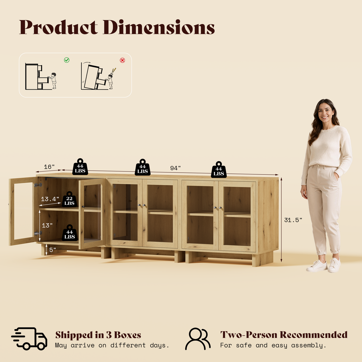 MKG002 Modular Storage Cabinet-3pc-E-oak