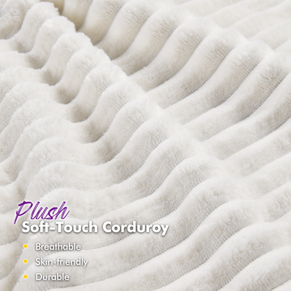 Velmure Corduroy Platform Bed Frame  Queen / Cream