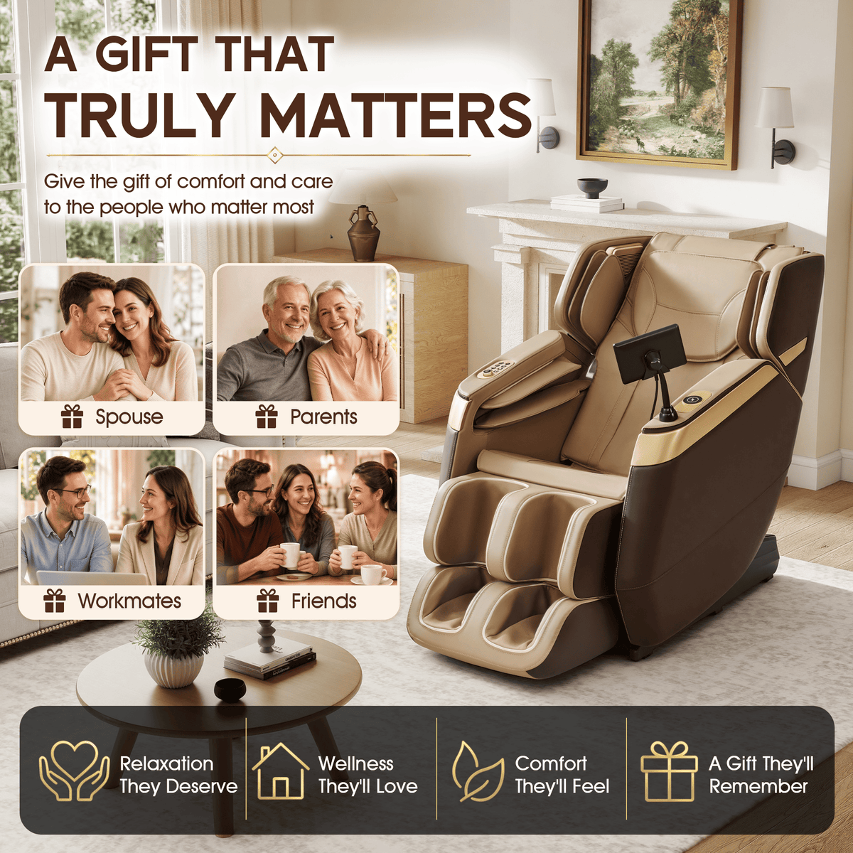 Smart 3D Zero Gravity Massage Chair-Wider Version-Brown