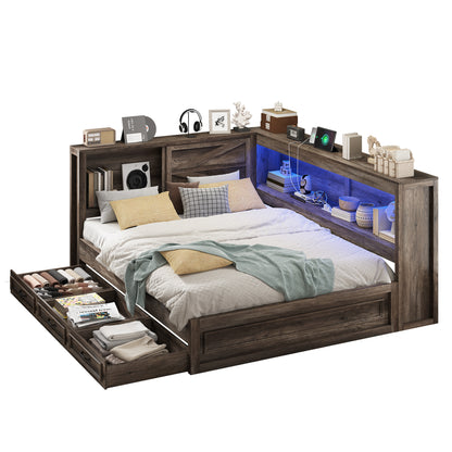 Slide Farmhouse Corner Bed Frame Amerlife 