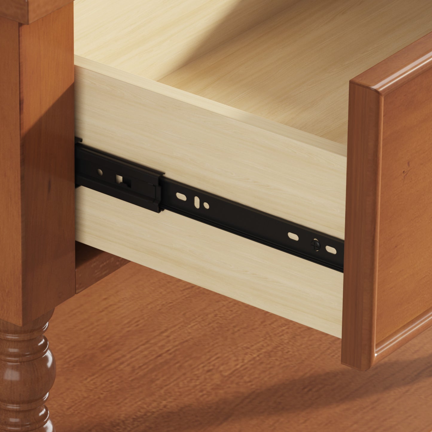 Spindle Solid Wood Nightstand  Brown / 1PC