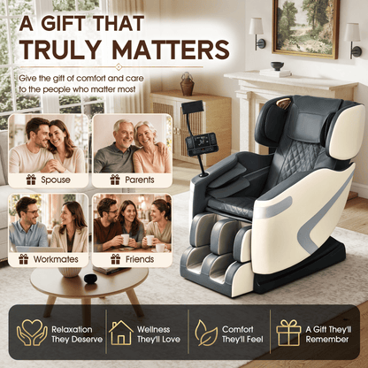Smart 3D Zero Gravity Massage Chair-Wider Version-White & Gray
