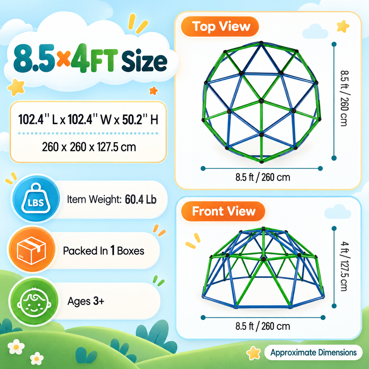 Outdoor Geometric Kids Jungle Gym-8.5*4 FT