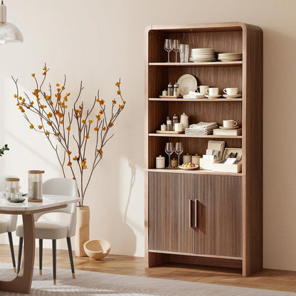 Arcova 71" Tall Fluted Bookshelf Amerlife Brown