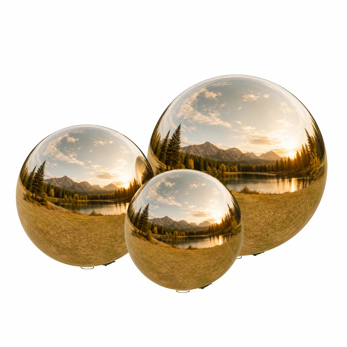 Vibe Reusable Inflatable Mirror Balls for Disco Parties & Events-3PCS-15.7"+23.6"+31.5"-Gold