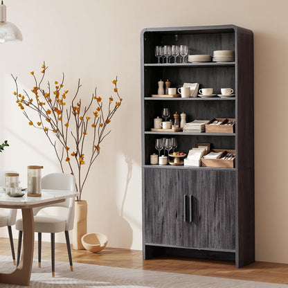 Arcova 71" Tall Fluted Bookshelf Amerlife Dark Grey