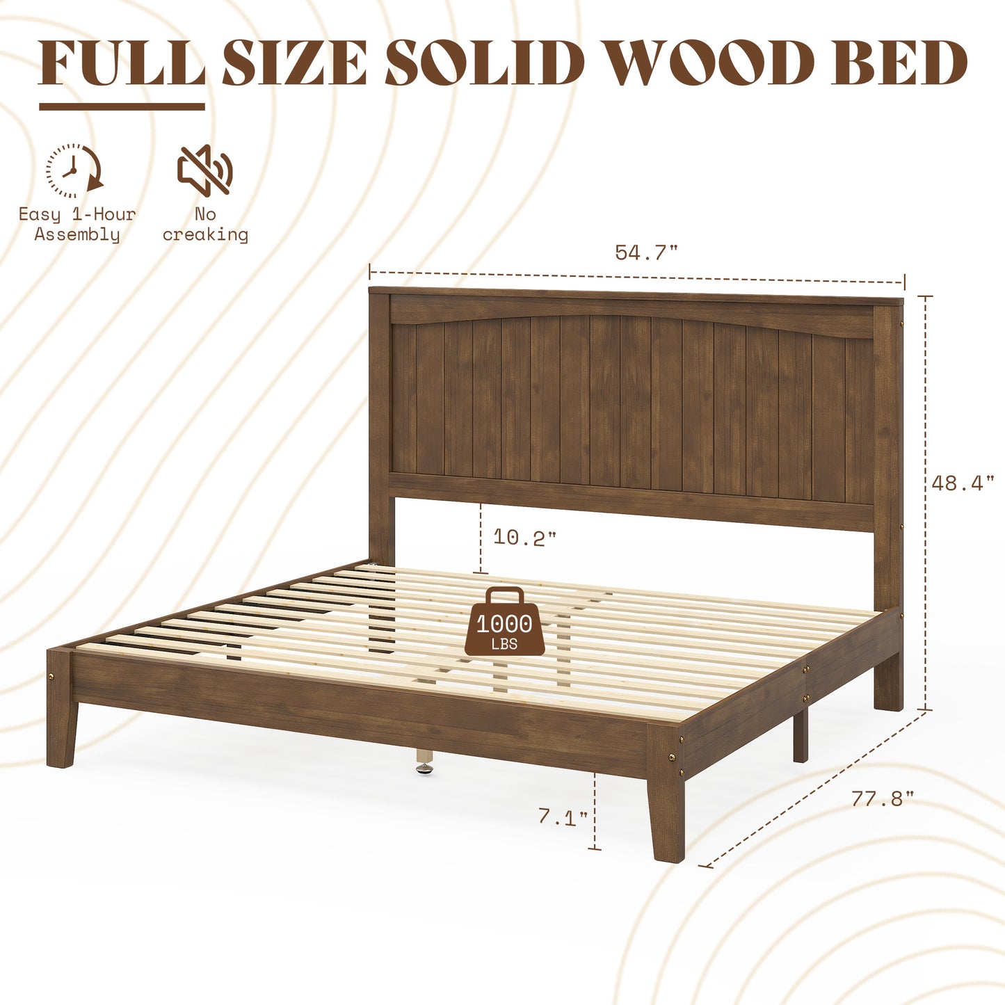 Sanderson Solid Wood Bed Frame Amerlife Full / Brown