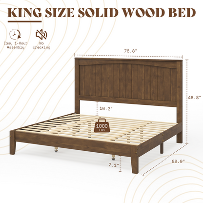 Sanderson Solid Wood Bed Frame Amerlife King / Brown