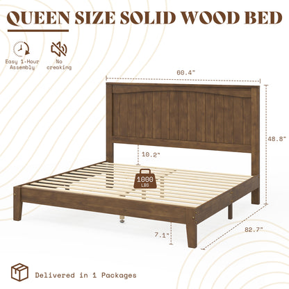 Sanderson Solid Wood Bed Frame Amerlife Queen / Brown