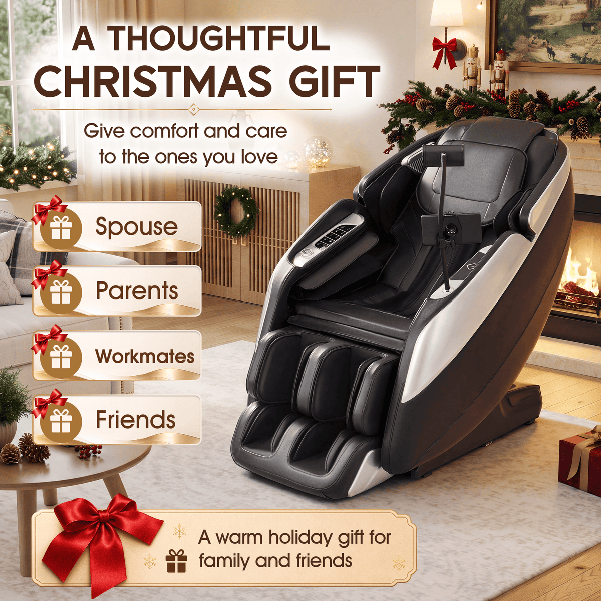 Smart 3D Zero Gravity Massage Chair-4D Massage Roller-Black