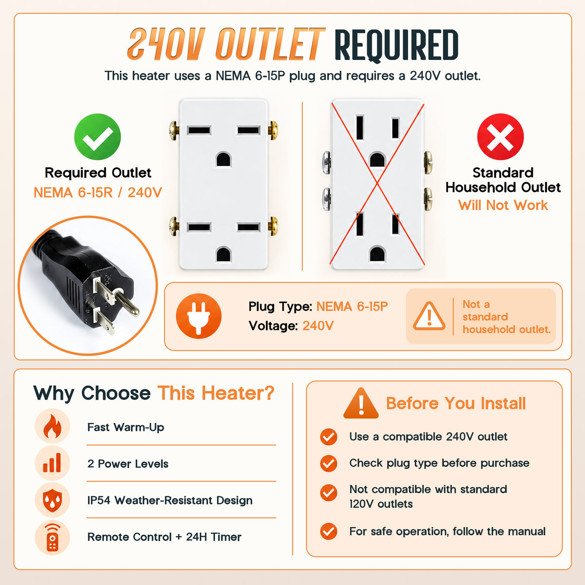 Soleil 3000W Electric Infrared Patio Heater