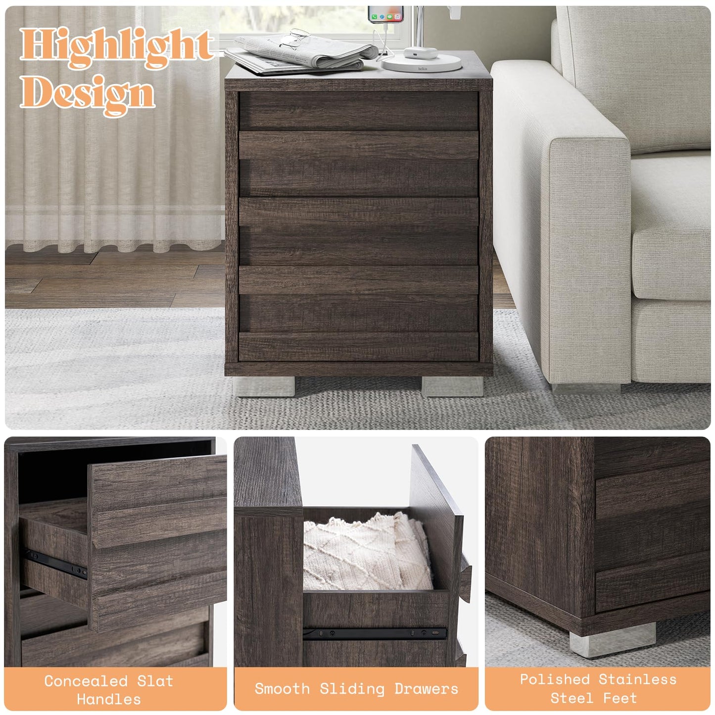 3 Piece Bedroom Set-K-Grey