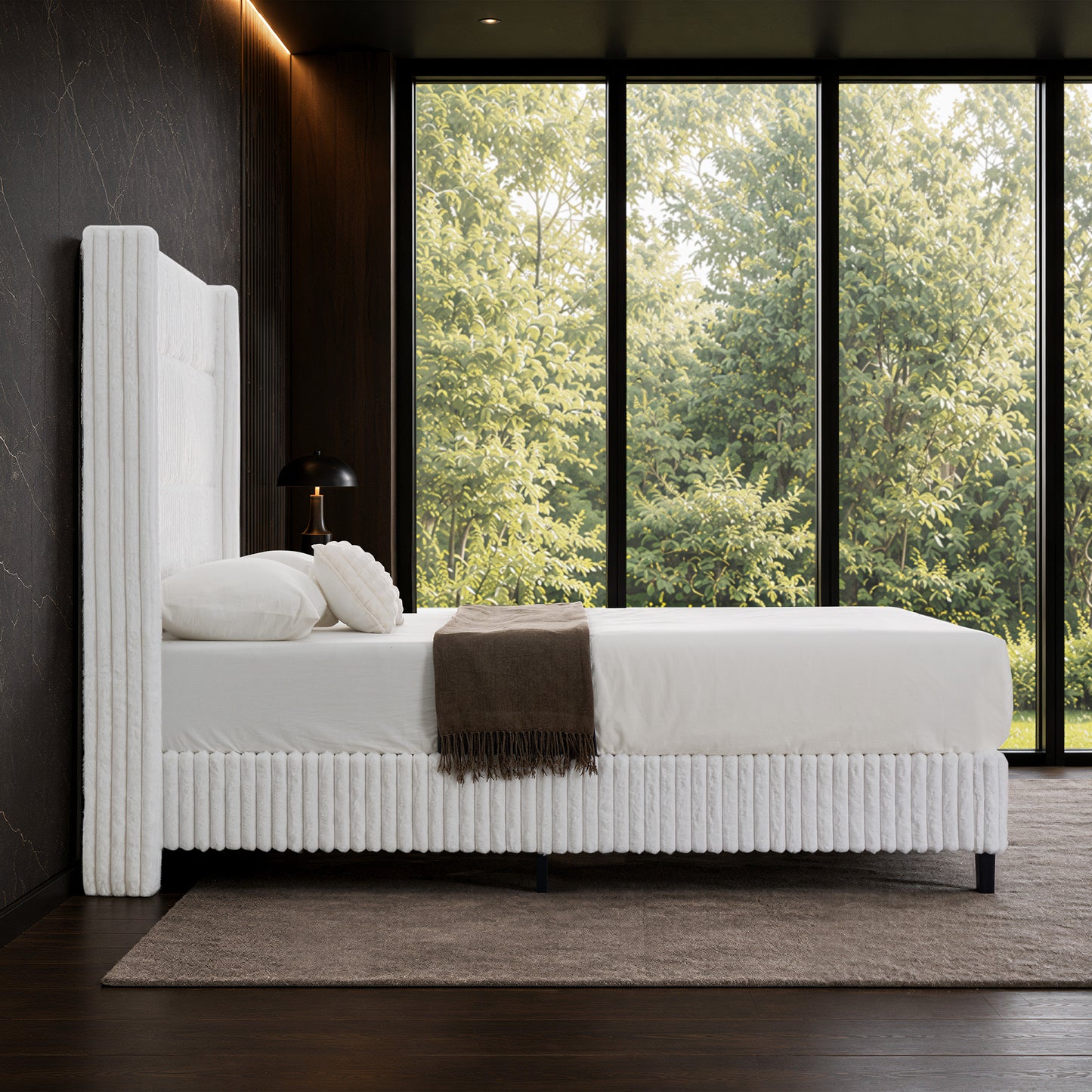 Warren Faux-Fur Bed Frame Amerlife 