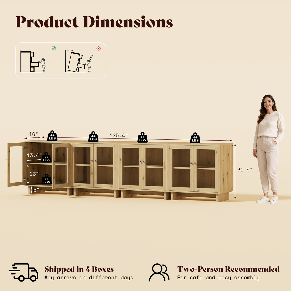 MKG002 Modular Storage Cabinet-4pc-E-oak