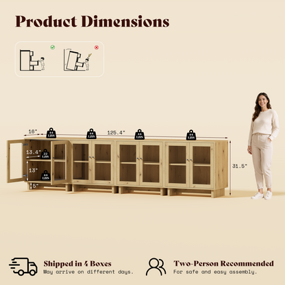 MKG002 Modular Storage Cabinet-4pc-E-oak