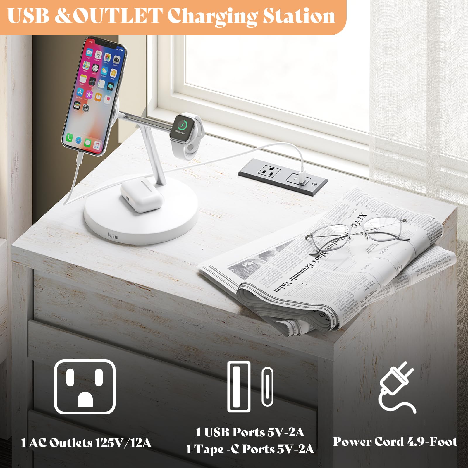 3 Piece Bedroom Set-Q-Distressed White