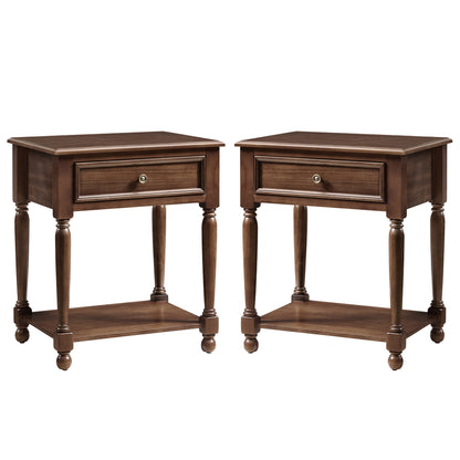 Ember Vintage Walnut Nightstand Set-Walnut