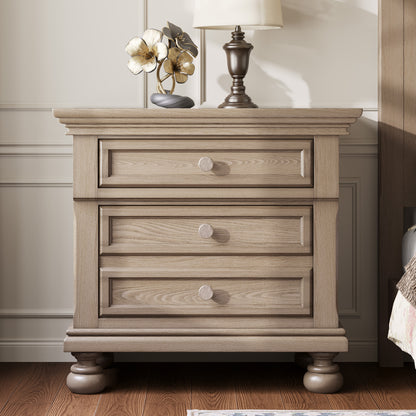 Bobbin Dark Solid Wood Nightstands Set-Warm Taupe-2-Piece Set