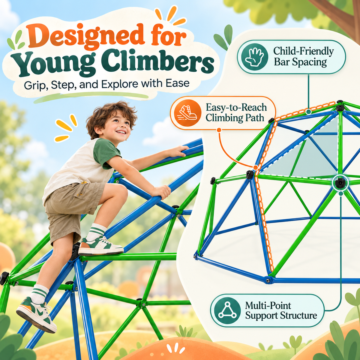 Outdoor Geometric Kids Jungle Gym-14*7 FT