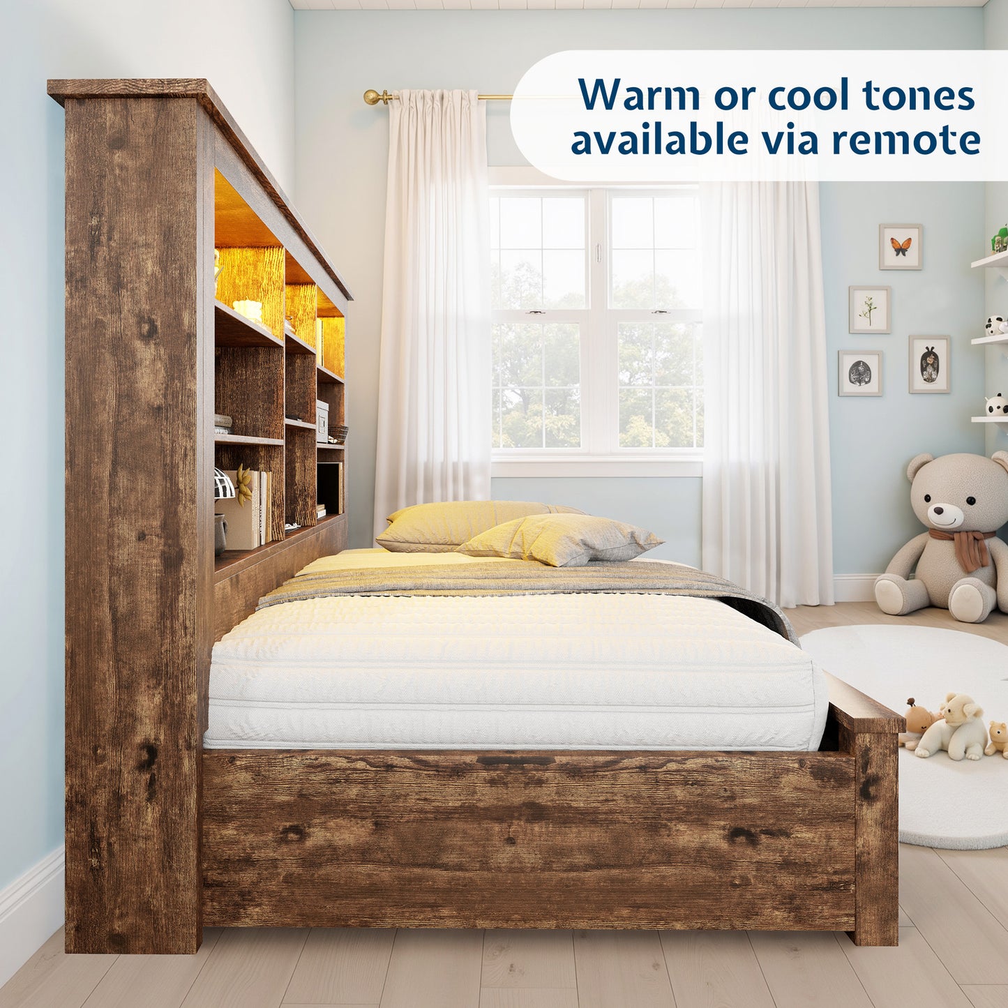 Beam Bed Frame Amerlife Twin / Rustic Dark Oak