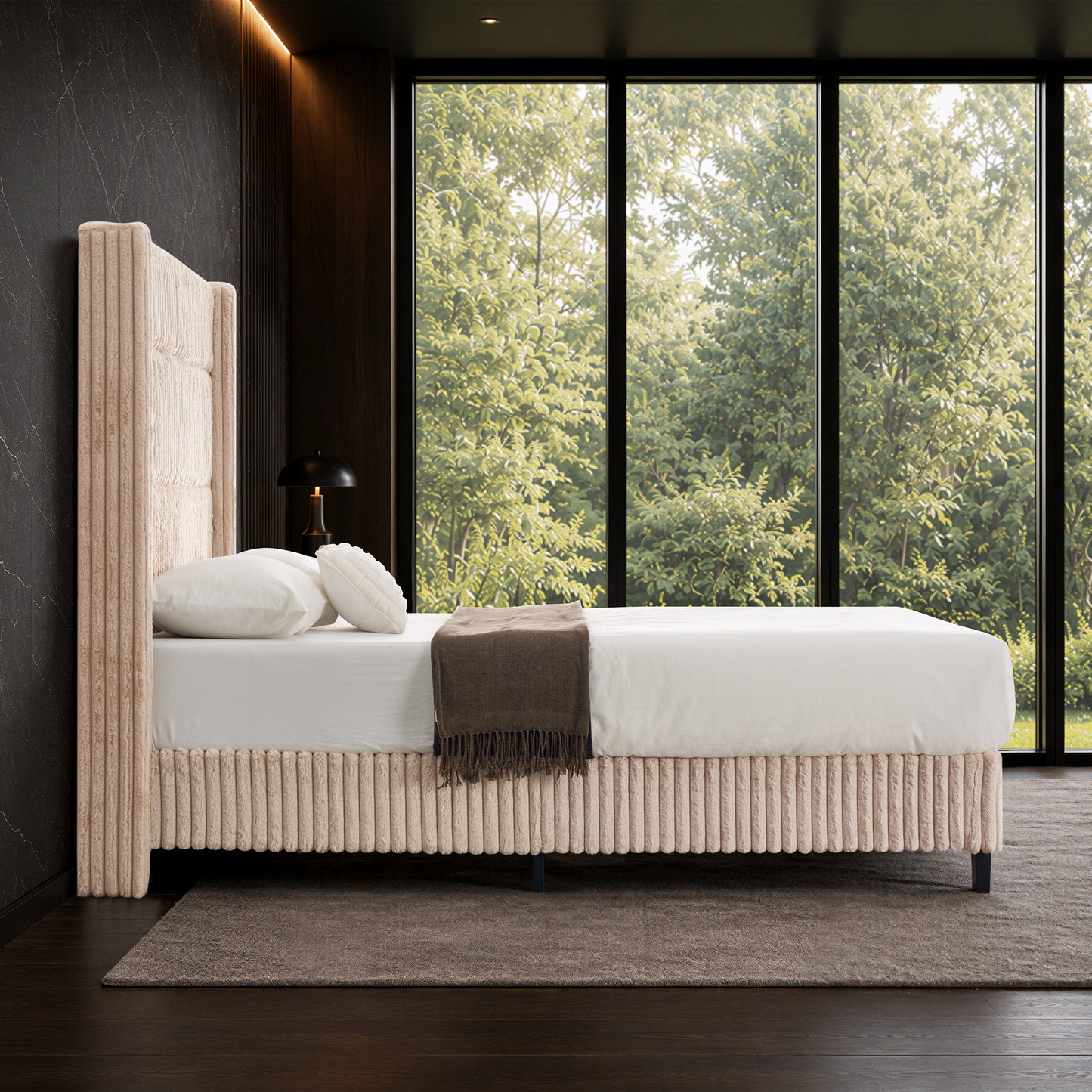 Warren Faux-Fur Bed Frame Amerlife 