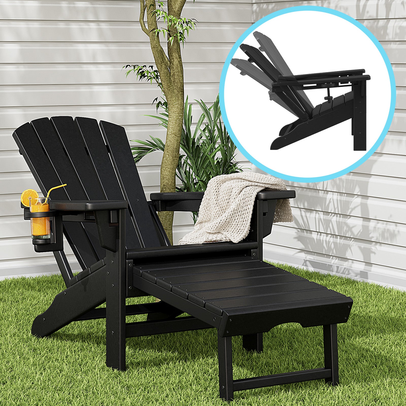 Bronc Retractable-Ottoman Adirondack Chair - 1PC