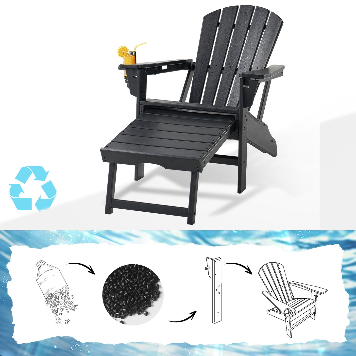 Bronc Retractable-Ottoman Adirondack Chair - 1PC