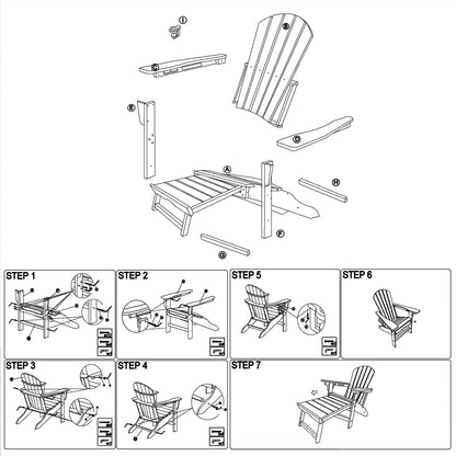 Bronc Retractable-Ottoman Adirondack Chair - 1PC