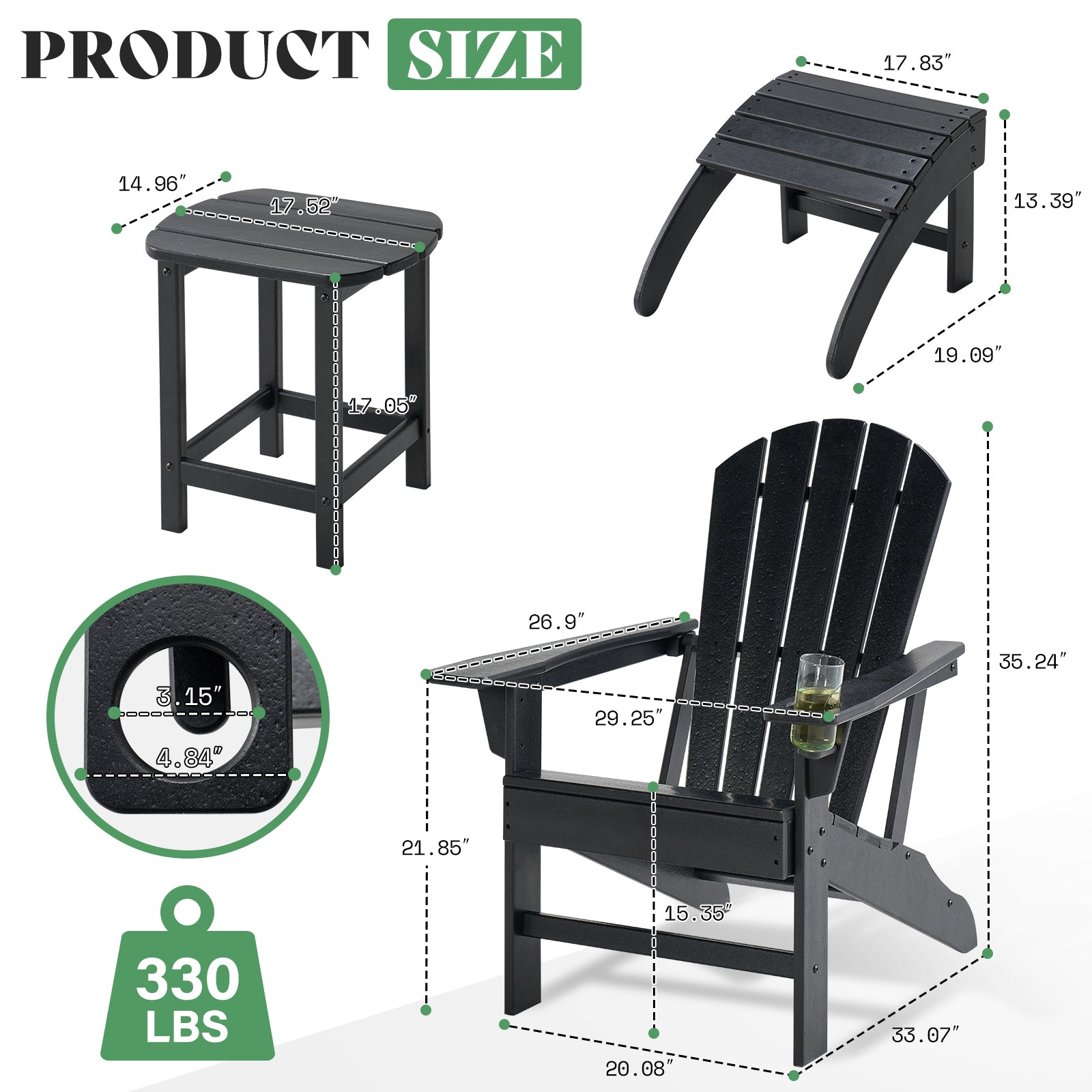 Bronc 5-Piece Adirondack Chair Set 