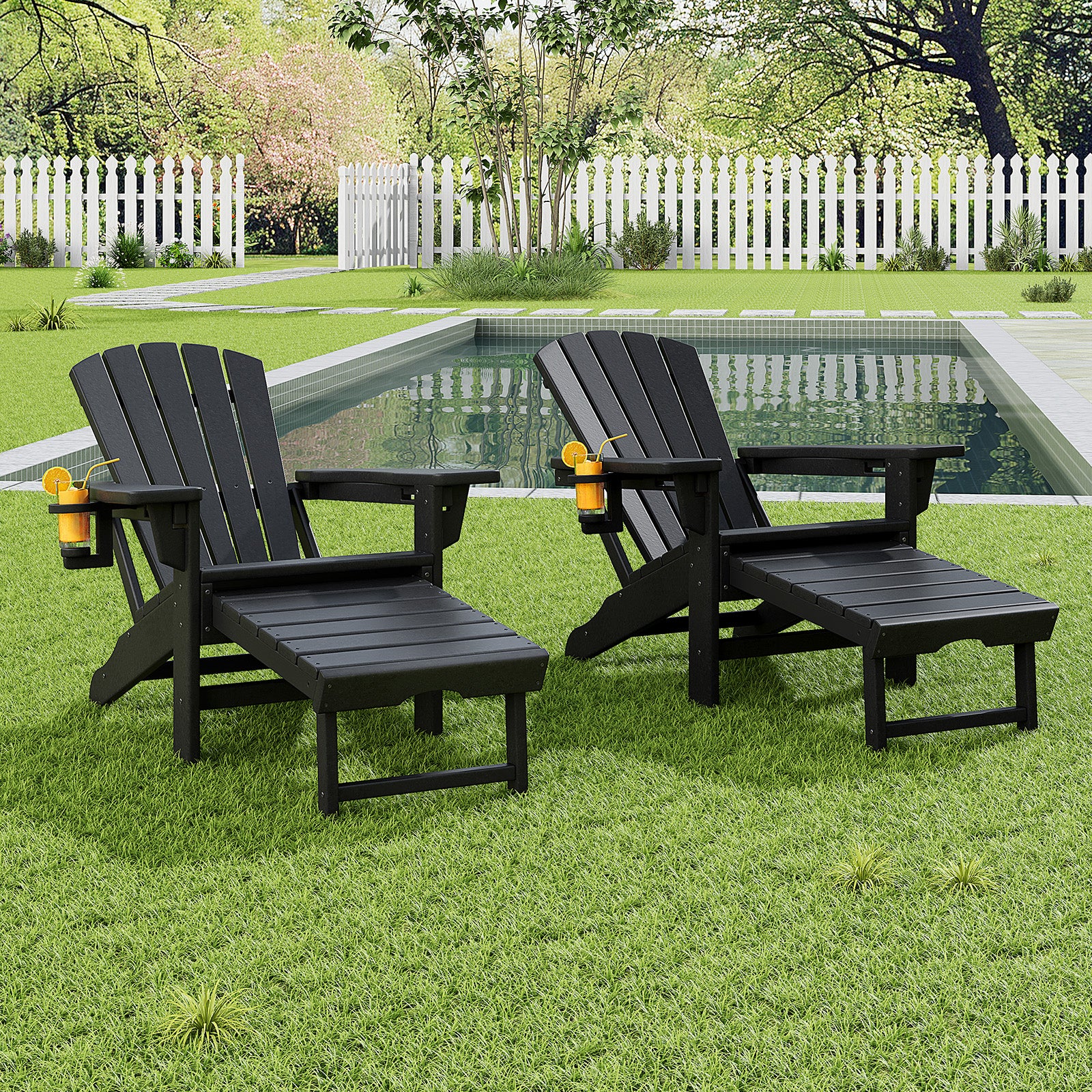 Bronc Retractable-Ottoman Adirondack Chair - 2PCS