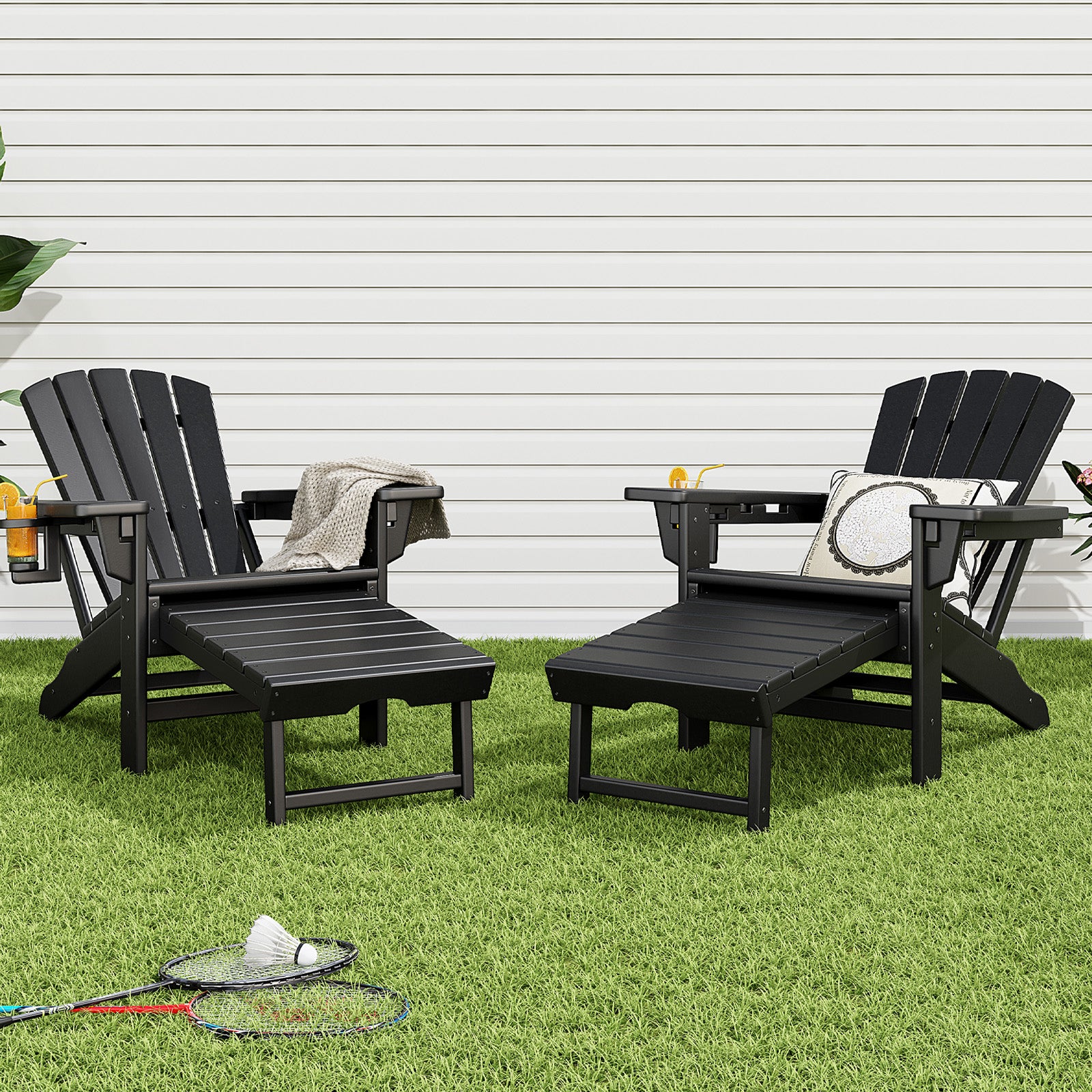 Bronc Retractable-Ottoman Adirondack Chair - 2PCS