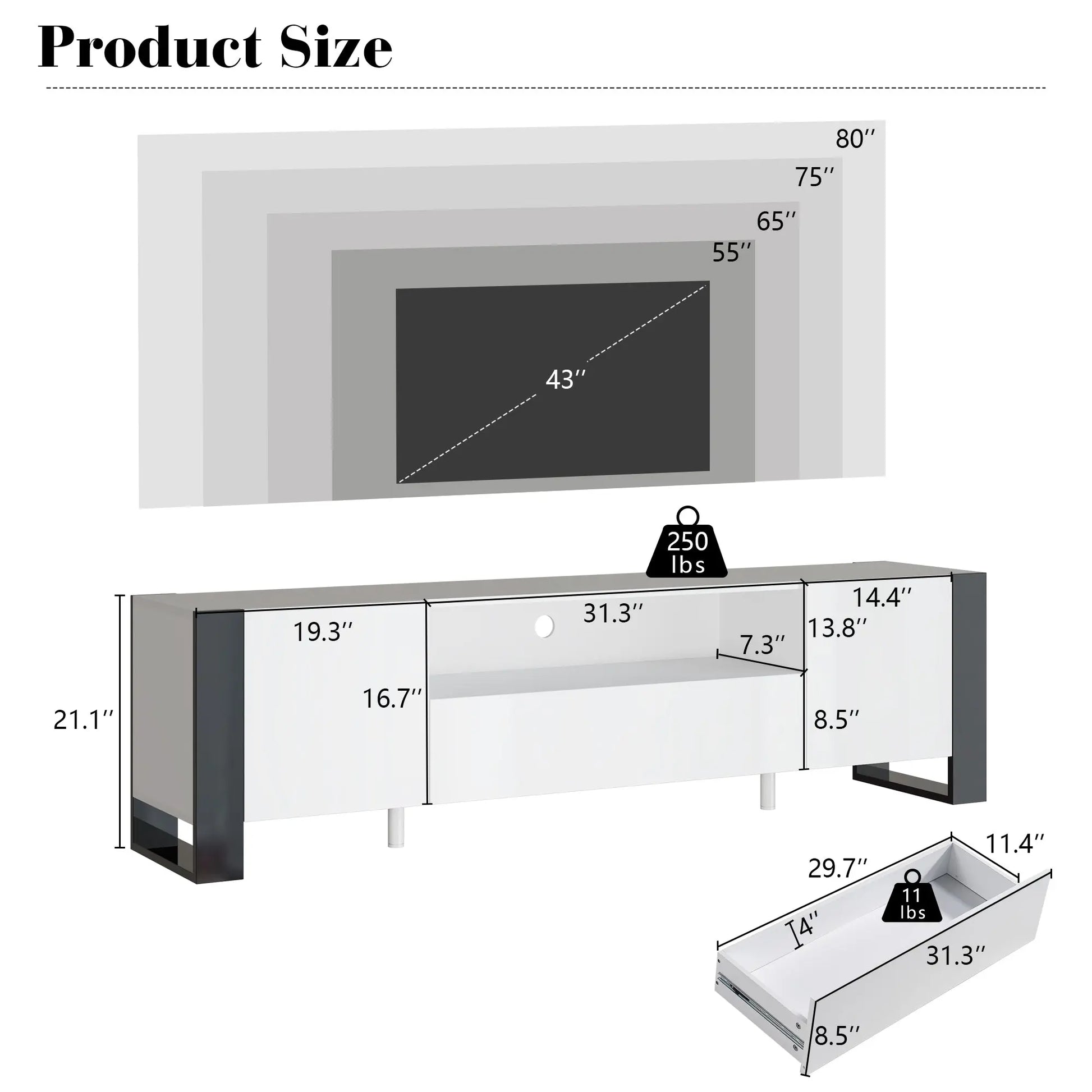 Annora LED TV Stand White