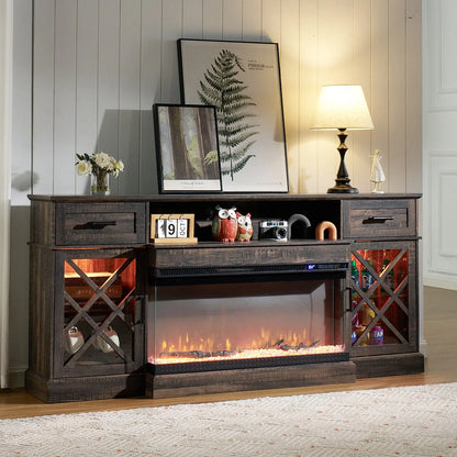 Austin 70" Fireplace TV Stand -  Dark Oak Wood