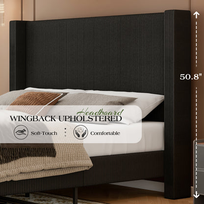 Rayes Corduroy Upholstered Platform Bed