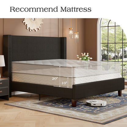 Rayes Corduroy Upholstered Platform Bed