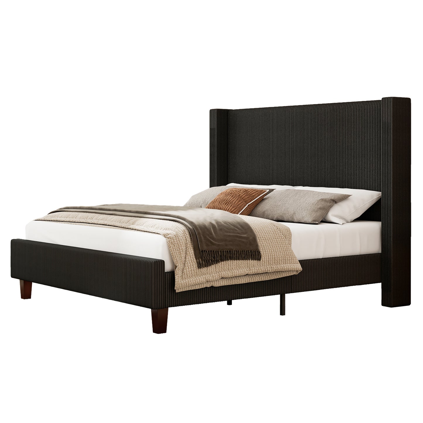 Rayes Corduroy Upholstered Platform Bed