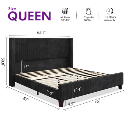 Rayes Corduroy Upholstered Platform Bed