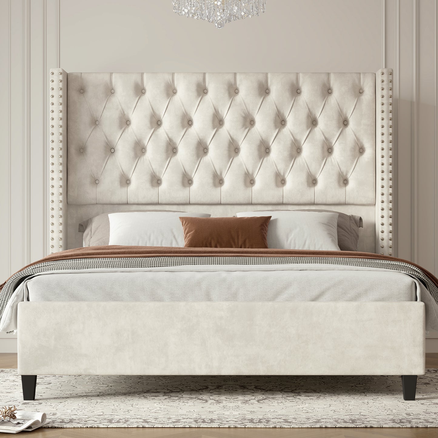Fairfax Queen Bed Frame Amerlife-Cream