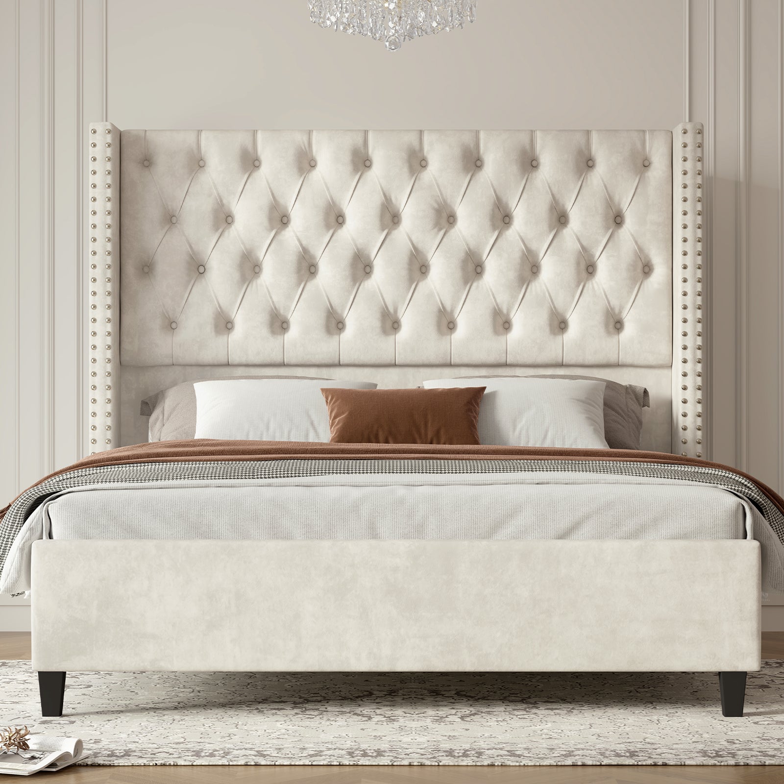 Fairfax Queen Bed Frame Amerlife-Cream