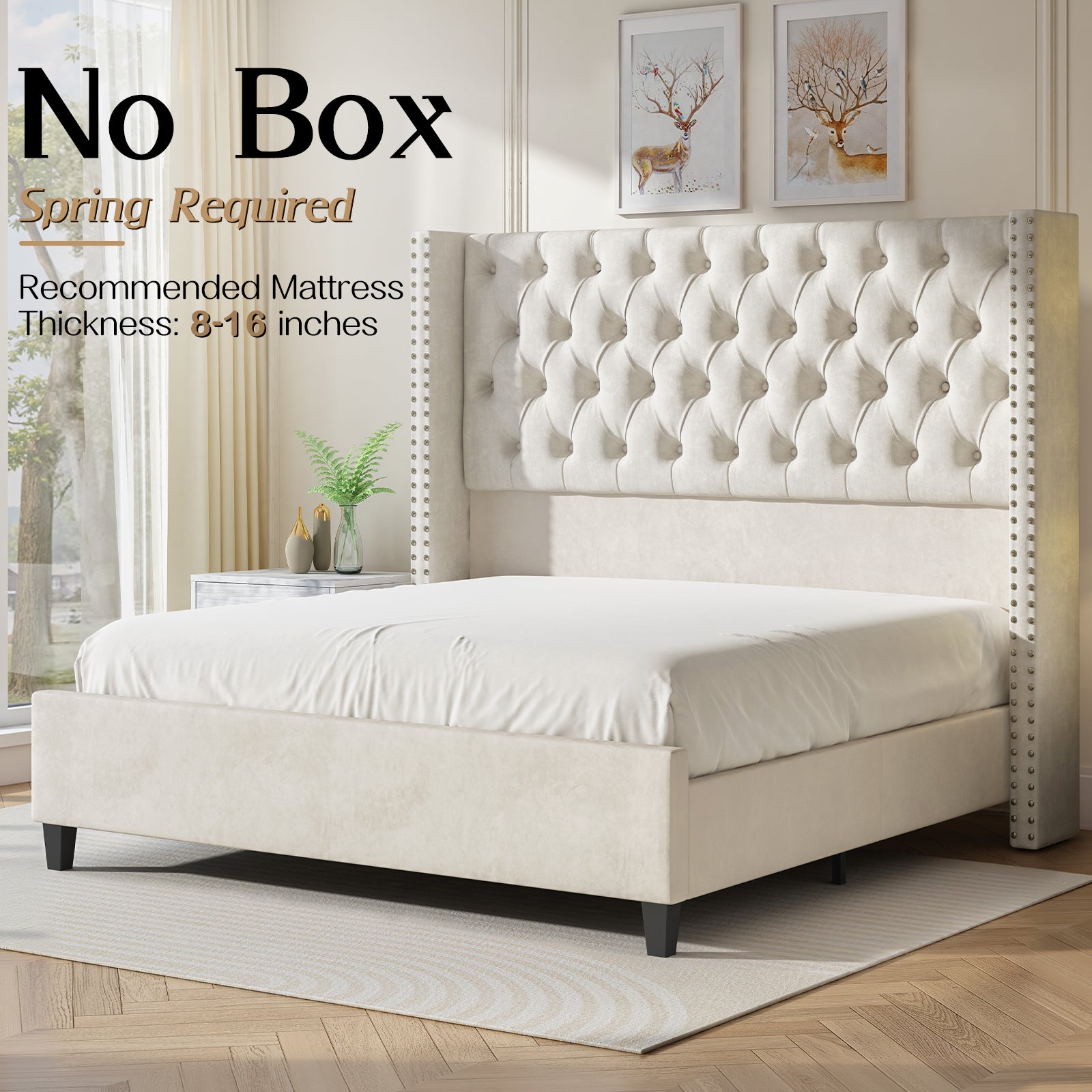 Fairfax Queen Bed Frame Amerlife-Cream