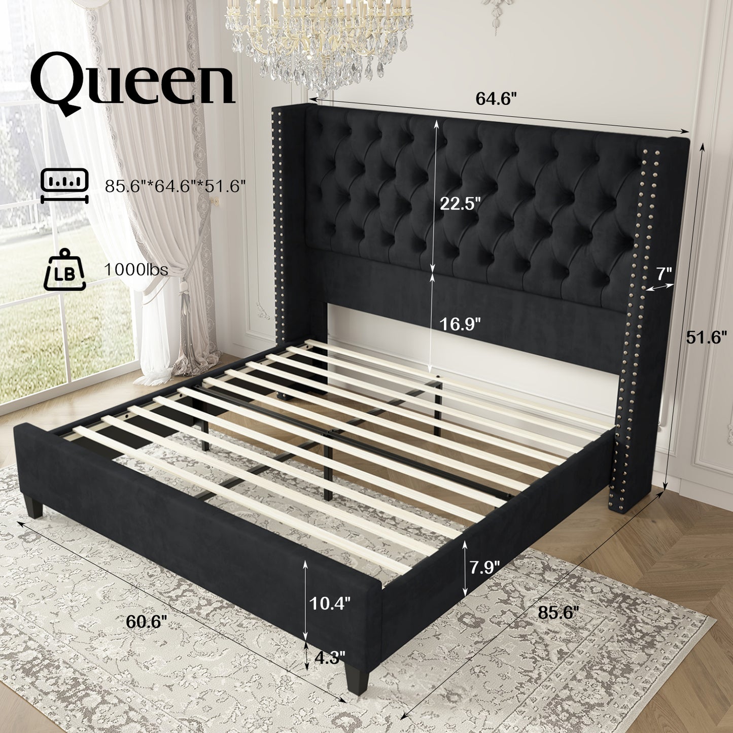 Fairfax Queen Bed Frame Amerlife-Black